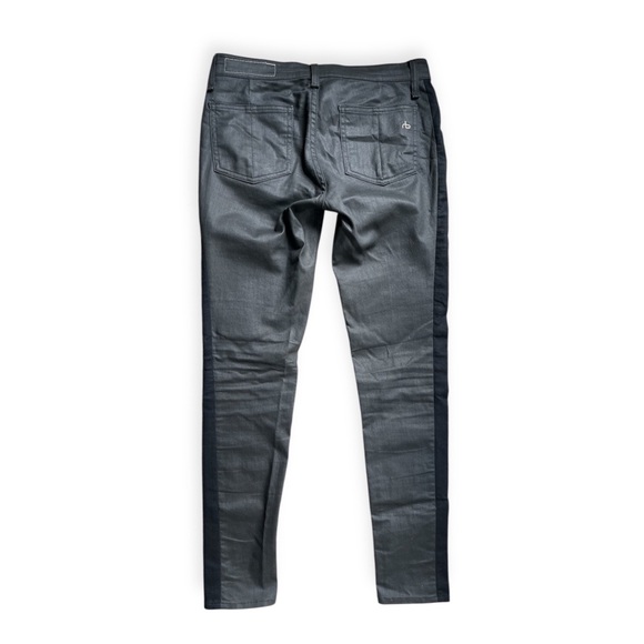 Rag & Bone Grey Black Tuxedo Stripe Skinny Jeans in “Midnight,” sz 27” - Picture 2 of 11